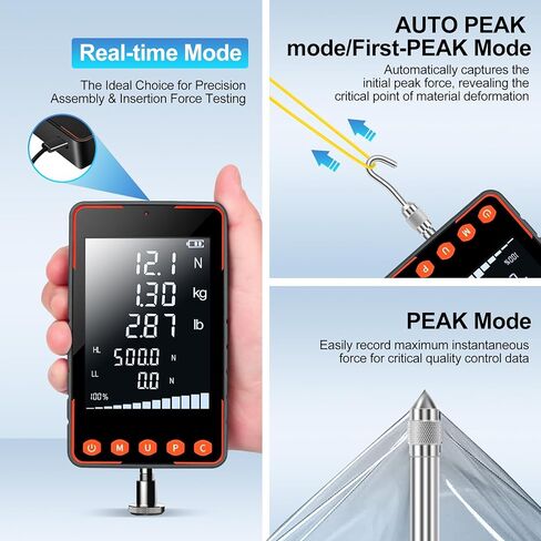 مقياس سحب الزناد، مقياس قوة سحب الوزن، شاشة LCD كبيرة جدًا 500N مع N كجم رطل، أوضاع الذروة التلقائية في الوقت الحقيقي، برامج البيانات، شهادة المعايرة، مقياس سحب الزناد الرقمي in Kuwait