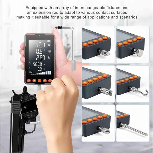 مقياس سحب الزناد، مقياس قوة سحب الوزن، شاشة LCD كبيرة جدًا 500N مع N كجم رطل، أوضاع الذروة التلقائية في الوقت الحقيقي، برامج البيانات، شهادة المعايرة، مقياس سحب الزناد الرقمي in Kuwait