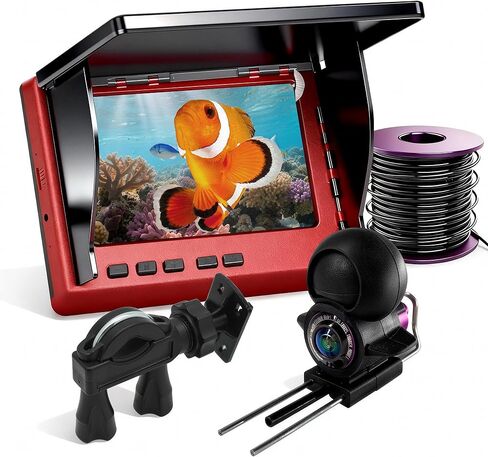 Underwater Fishing Camera, 4.3 Inch LCD and Upgraded HD Lens for Ice Lake Boat Kayak Fishing, Waterproof Fishing Camera with Infrared Night Vision Light, Portable Beginner Fish Finder with 50ft Cable in Kuwait