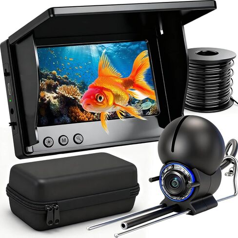 Underwater Fishing Camera, 4.3 Inch LCD and Upgraded HD Lens for Ice Lake Boat Kayak Fishing, Waterproof Fishing Camera with Infrared Night Vision Light, Portable Beginner Fish Finder with 50ft Cable in Kuwait