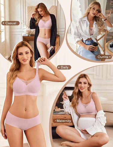 Ekouaer Nursing Bra Wavy Breastfeeding Bras for Women Seamless Maternity Support Wireless Pregnancy Sleep Bralette in Saudi Arabia