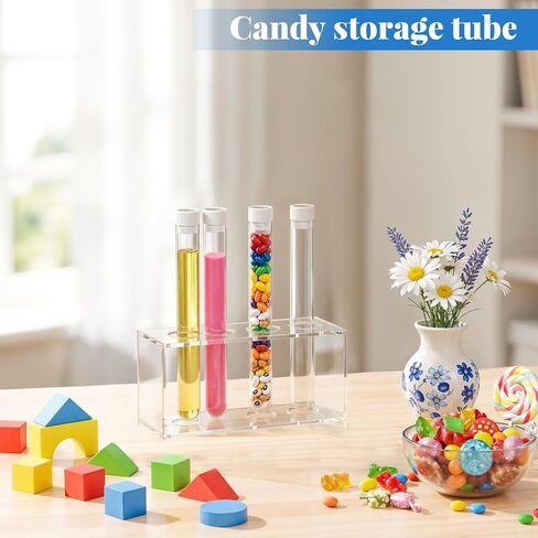 100 Pcs Plastic Test Tubes with Caps, 16x150mm(25ml) Plastic Tube, Clear Test Tubes for Candy Seed Scientific Themed Birthday Party Supplies(White) in Saudi Arabia