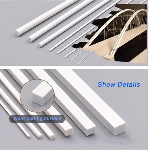 ABS Plastic Square Bars Rod 6Kinds Diameter Optional for Architectural Model Making DIY White,Side Length:4mm(1pcs) in Saudi Arabia