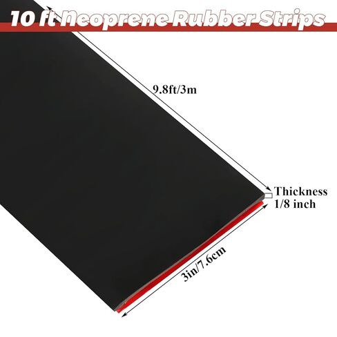 CYEAH Solid Neoprene Rubber Strips with Adhesive Backing, 1/8" Thick X 3" Wide X 10' Long Rubber Sheet, Self Adhesive Rubbers Rolls for Gaskets DIY Material Supports Leveling Bumpers Abrasion Flooring in Saudi Arabia