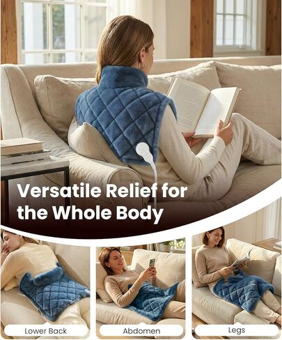 BOB AND BRAD Weighted Heating Pad for Neck and Shoulders, 2.2lb Electric Neck Wrap with Far-Infrared Ceramic Beads for Deep Tissue Pain Relief, 20"x22", FSA Eligible/HSA Eligible, Gift for Mom Women in Kuwait