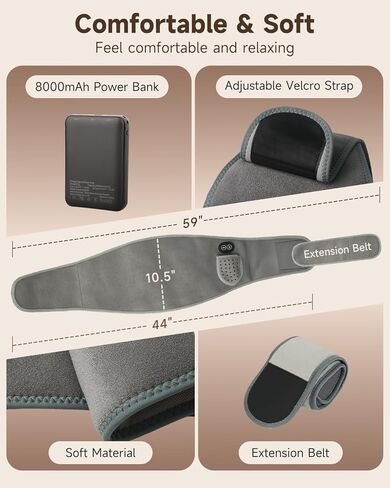 Cordless Heating Pad with Massager for Back Pain Relief, Portable Wearable Heat Belt for Lower Back 8000mAh Rechargeable Wireless Electric with 3 Heat 3 Vibration, Gifts for Women Men Mom Dad Seniors in Kuwait