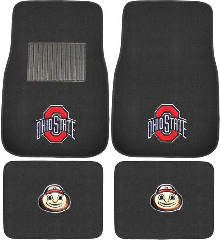 Carpet Floor Mat with Logo on Front Mat and Brutus Buckeye on Rear Mat For Ohio State Fan in Saudi Arabia