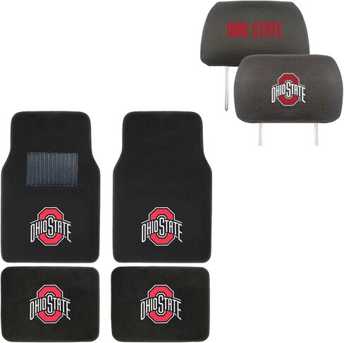 مجموعة سجادات أرضية السجاد AAC FANMATS NCAA مع مساند للرأس لمحبي ولاية أوهايو بوكس ​​مرخصة رسميًا (6 قطع) in Kuwait