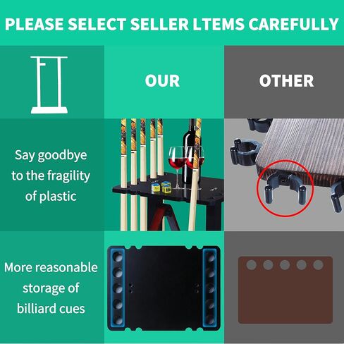 حامل عصا حمام السباحة - حامل أرضي لحمام السباحة مع تصميمات تخزين متعددة، حامل خشبي لحمام السباحة لتخزين 10 أعواد تخزين وكرة حمام السباحة، رفوف البلياردو لطاولة حمام السباحة في غرفة البلياردو in Kuwait