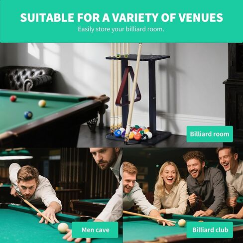 حامل عصا حمام السباحة - حامل أرضي لحمام السباحة مع تصميمات تخزين متعددة، حامل خشبي لحمام السباحة لتخزين 10 أعواد تخزين وكرة حمام السباحة، رفوف البلياردو لطاولة حمام السباحة في غرفة البلياردو in Kuwait