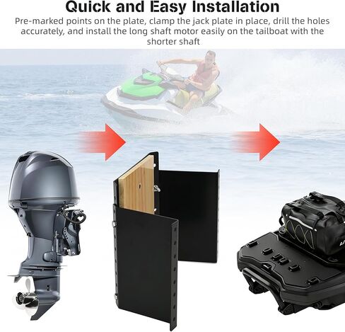 MJ-1-DP Outboard Jack Plate, 4'' Setback Small Engine Jack Plates for Outboard Motors up to 35HP, Adjustable Jackplate with Wooden Mounting Block, Manual Add Distance Between Engine and Transom in Kuwait
