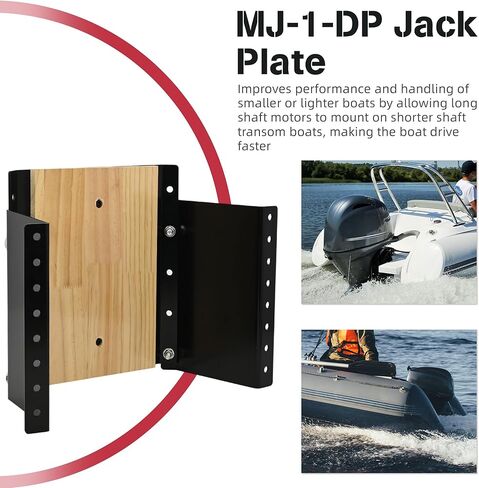 MJ-1-DP Outboard Jack Plate, 4'' Setback Small Engine Jack Plates for Outboard Motors up to 35HP, Adjustable Jackplate with Wooden Mounting Block, Manual Add Distance Between Engine and Transom in Kuwait