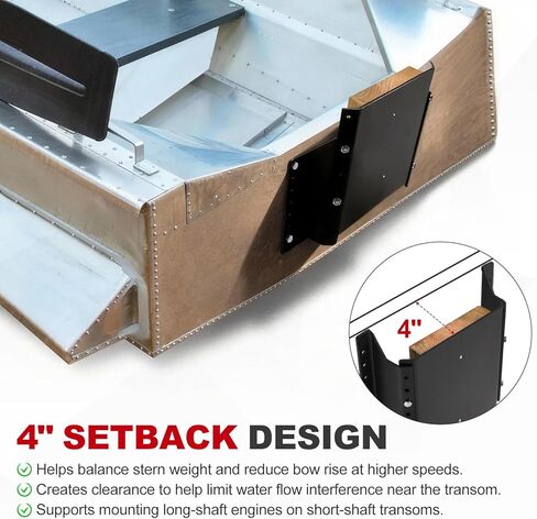 لوحة جاك محرك خارجي، لوحة جاك من سبائك الألومنيوم مقاس 4 بوصات، ارتفاع قابل للتعديل للمحرك الصغير حتى 35 حصان، يناسب قوارب جون/القابلة للنفخ in Kuwait