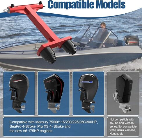 4-Stroke Transom Saver Motor Tote, Patented Motor Trailering Support, Fits for Mercury 75/90/115/200/225/250/300HP 4-Stroke Engines, Also New V6 175HP Engines in Saudi Arabia