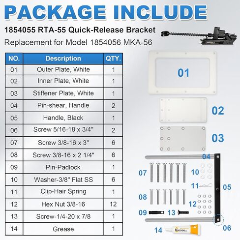 دعامة إطلاق سريع 1854055 RTA-55 - متوافقة مع محركات Minn Kota Terrova وRiptide Terrova وUlterra وRiptide Instinct Quest Trolling Motors، تركيب وإزالة سريعة in Kuwait
