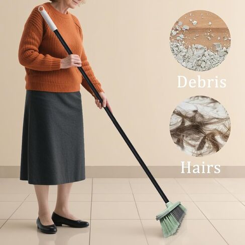مكنسة داخلية بشعيرات ناعمة - مكانس لكنس شعر الحيوانات الأليفة في الأماكن المغلقة، مكنسة منزلية لتنظيف الخشب الصلب والبلاط وأسطح التزيين عبرها. (أخضر) in Kuwait