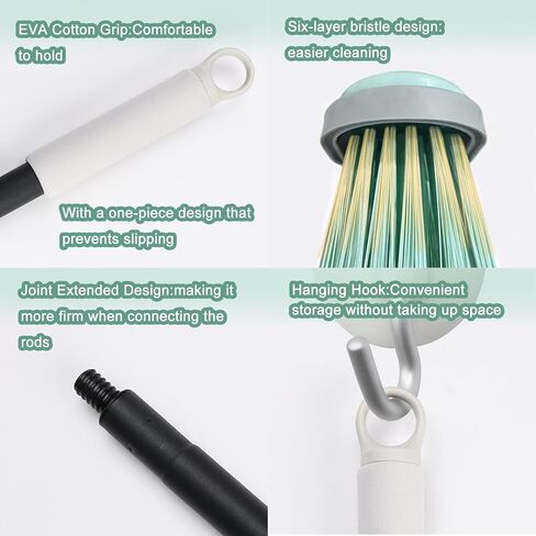 مكنسة داخلية بشعيرات ناعمة - مكانس لكنس شعر الحيوانات الأليفة في الأماكن المغلقة، مكنسة منزلية لتنظيف الخشب الصلب والبلاط وأسطح التزيين عبرها. (أخضر) in Kuwait