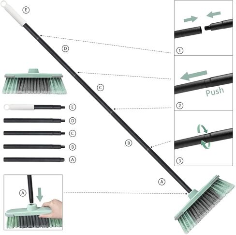 مكنسة داخلية بشعيرات ناعمة - مكانس لكنس شعر الحيوانات الأليفة في الأماكن المغلقة، مكنسة منزلية لتنظيف الخشب الصلب والبلاط وأسطح التزيين عبرها. (أخضر) in Kuwait