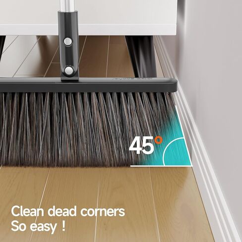 مجموعة مكنسة ومجارف CTIME، رأس فرشاة إضافي ومجموعة مجارف واقفة بمقبض طويل قابل للتعديل مقاس 52 بوصة، مع أسنان وعاء الغبار لتنظيف شعر الحيوانات الأليفة، سهلة التنظيف ومناسبة لردهة المطبخ المنزلي والمكتب in Kuwait