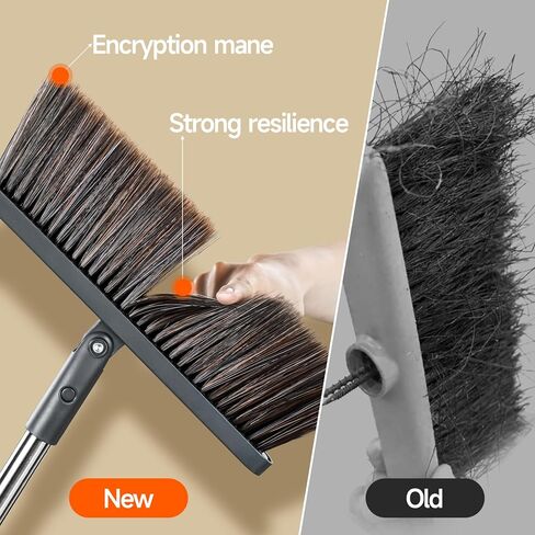 مجموعة مكنسة ومجارف CTIME، رأس فرشاة إضافي ومجموعة مجارف واقفة بمقبض طويل قابل للتعديل مقاس 52 بوصة، مع أسنان وعاء الغبار لتنظيف شعر الحيوانات الأليفة، سهلة التنظيف ومناسبة لردهة المطبخ المنزلي والمكتب in Kuwait