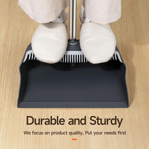 مجموعة مكنسة ومجارف CTIME، رأس فرشاة إضافي ومجموعة مجارف واقفة بمقبض طويل قابل للتعديل مقاس 52 بوصة، مع أسنان وعاء الغبار لتنظيف شعر الحيوانات الأليفة، سهلة التنظيف ومناسبة لردهة المطبخ المنزلي والمكتب in Kuwait