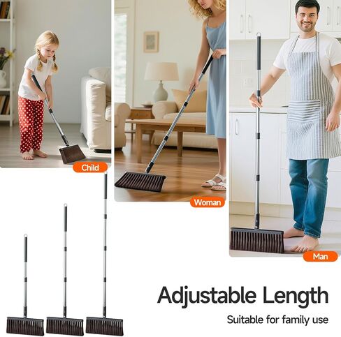 مجموعة مكنسة ومجارف CTIME، رأس فرشاة إضافي ومجموعة مجارف واقفة بمقبض طويل قابل للتعديل مقاس 52 بوصة، مع أسنان وعاء الغبار لتنظيف شعر الحيوانات الأليفة، سهلة التنظيف ومناسبة لردهة المطبخ المنزلي والمكتب in Kuwait