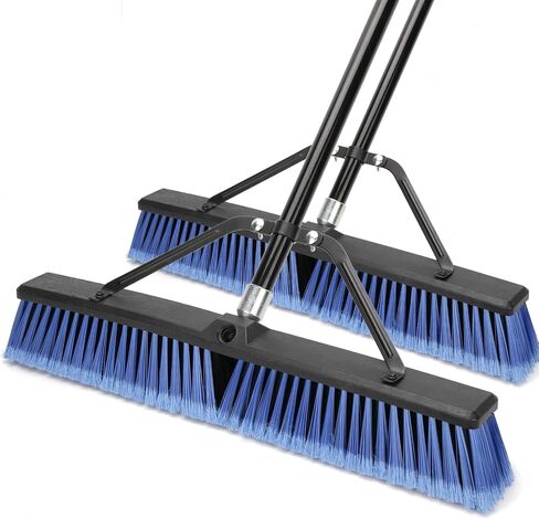 24 inches Push Broom Outdoor for Deck Driveway Garage Yard Patio Concrete Floor Cleaning-Blue in Saudi Arabia