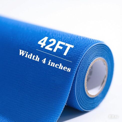 4"×42ft Heavy-Duty Nylon Cheer Mat Hook Loop Tape - Residue-Free Gym Mat Fastener for Tumbling/Wrestling/Gymnastics | Single Roll Carpet Bonded Foam Seams Repair & Gym Floor Accessories in Saudi Arabia