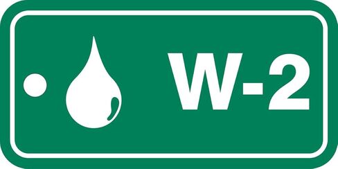 بطاقة قياسية لمصدر الطاقة البلاستيكية "W-2 Water" من Accuform TDF902VPM، 1-1/2 بوصة عرض × 3 بوصة طول، أبيض على أخضر (عبوة من 5 قطع) in Saudi Arabia