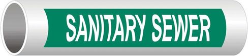 ComplianceSigns.com Sanitary Sewer (White Legend On Green Background) Pipe Label, 12x2.5 in. 50-Pack Vinyl for Pipe Markers Pipeline/Utility Hazmat in Saudi Arabia