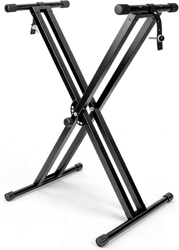 Double-X Keyboard Stand,7 Adjustable Heights Piano Stand with Locking Straps, Heavy Duty Piano Keyboard Stand Fits for 54，61，88 Key Digital Pianos in Saudi Arabia