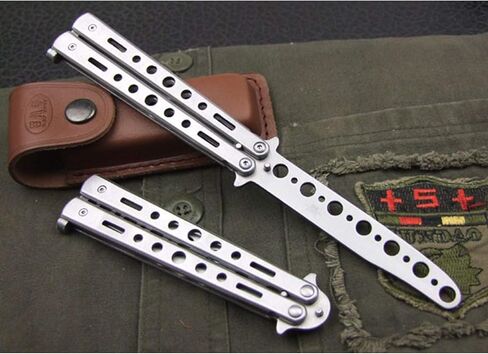 سكين الفراشة، 2 حزمة من سكاكين التدريب على الفنون القتالية والسيوف الفولاذية المعدنية القابلة للطي أداة سكين التدريب غير شحذ للرجال والأولاد والأطفال CSGO in Kuwait