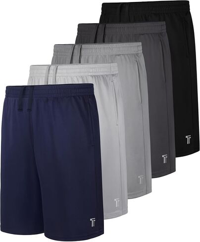 عبوة من 5 شورتات رياضية للأولاد الصغار لكرة السلة وكرة القدم سريعة الجفاف مع جيوب للجري في صالة الألعاب الرياضية في الهواء الطلق in Kuwait