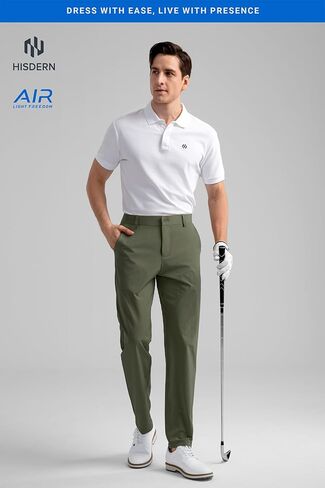 HISDERN AIR 501 بنطال جولف رجالي جاف مقاس 30 بوصة/32 بوصة خفيف الوزن قابل للتمدد ومسامي للرياضة النشطة غير الرسمية مع جيب بسحاب in Kuwait