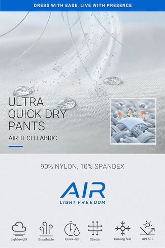 HISDERN AIR 501 بنطال جولف رجالي جاف مقاس 30 بوصة/32 بوصة خفيف الوزن قابل للتمدد ومسامي للرياضة النشطة غير الرسمية مع جيب بسحاب in Kuwait