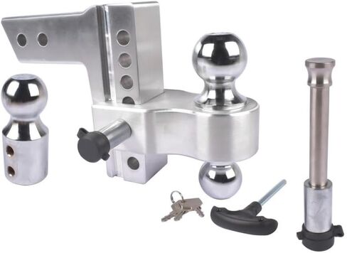 Silver Adjustable Trailer Hitch With Replaceable Tri Balls 6 Inch Drop 18500lbs For 2.5 Inch Receiver in Saudi Arabia