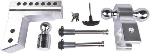 Silver Adjustable Trailer Hitch With Replaceable Tri Balls 6 Inch Drop 18500lbs For 2.5 Inch Receiver in Saudi Arabia