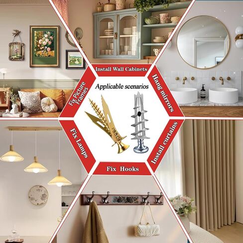 220PCS Self Drilling Drywall Anchors with Screws Kit,5-Sizes Metal Expansion Bolt for Dry Wall,110 PCS Sheetrock Anchors and 110 PCS Screws-No Drill Needed in Kuwait