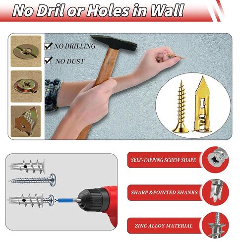 220PCS Self Drilling Drywall Anchors with Screws Kit,5-Sizes Metal Expansion Bolt for Dry Wall,110 PCS Sheetrock Anchors and 110 PCS Screws-No Drill Needed in Kuwait