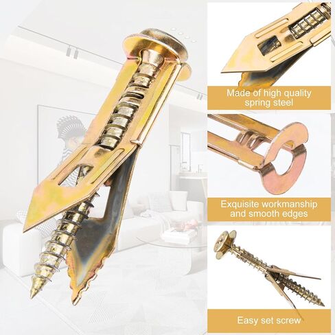 PAGOW 60 Pcs Self-Drilling Anchors, Ancors and Screws for Heavy Duty, Metal Screw Anchors Kit, No Drill and Holes in Wall (3 Sizes) in Saudi Arabia