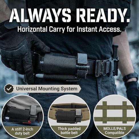 Tactical Tourniquet Holder with Integrated Pen Slot, Horizontal TQ Pouch for Duty Belt, Elastic Retention Band with Tungsten Steel Marker for TQ Application Time Recording & Emergency Use in Kuwait