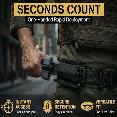 Tactical Tourniquet Holder with Integrated Pen Slot, Horizontal TQ Pouch for Duty Belt, Elastic Retention Band with Tungsten Steel Marker for TQ Application Time Recording & Emergency Use in Kuwait