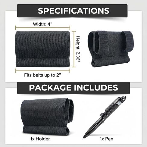 Tactical Tourniquet Holder with Integrated Pen Slot, Horizontal TQ Pouch for Duty Belt, Elastic Retention Band with Tungsten Steel Marker for TQ Application Time Recording & Emergency Use in Kuwait