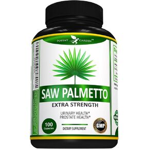 Potent Garden Saw Palmetto 500 mg - مكملات البروستاتا للرجال - يدعم تردد وتدفق التبول الصحي - غير معدل وراثيًا، 100 كبسولة بالميتو المنشاري in Kuwait