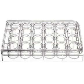 POPETPOP 24-Well Clear Polystyrene Cell Culture Plate with Lid 4.92X3.35X0.79 Inches Multipurpose Lab Dish for Tissue Culture and Storage in Kuwait