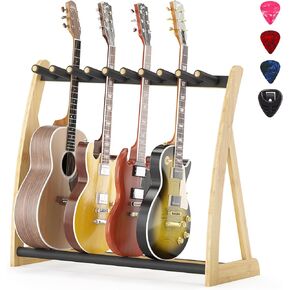 رف حامل الجيتار، حامل جيتار للعديد من الجيتارات الأرضية للكهرباء والصوت والجيتار الجهير وحافظة قابلة للطي، قابلة للتعديل، واقية مع بطانة مضادة للانزلاق ومضادة للخدش، للمنزل، الاستوديو، المسرح (الطبيعة) in Kuwait