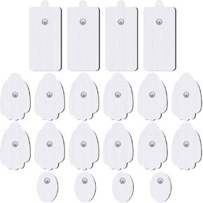 AVCOO TENS Unit Electrode Pads 20 Pack in 3 Sizes, Reusable & Latex Free TENS Pads Replacement for 50 Times, Compatible with Belifu, Nursal TENS EMS Muscle Stimulator, Using 3.5mm Button Lead Wires in Kuwait