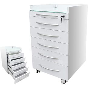 Vertical Mobile Dental Cart with Lock 5-Drawer Stainless Steel Medical Storage Cabinet on Rolling Wheels with Brakes Portable Utility Cart for Dental Assistant Hospital Clinic Office Home Use in Kuwait