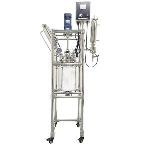 10L Lab Jacketed Reactor 110V Double-Layer Stainless Steel Reaction Kettle, 316 SS Interior, 0-600 RPM, -80°C~200°C, with Digital Display, for Chemical Distillation, Mixing, Research in Kuwait