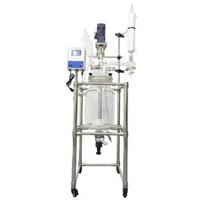 20L Jacketed Glass Reactor, Double-Layer Lab Reactor with Digital Display & 50-500 RPM Speed Control, 110V High Borosilicate Glass Vessel for Chemical Reaction, Distillation & Synthesis in Kuwait